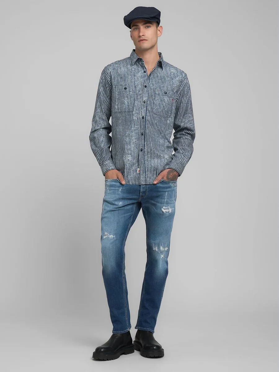 REPLAY - Camisa de algodão as riscas