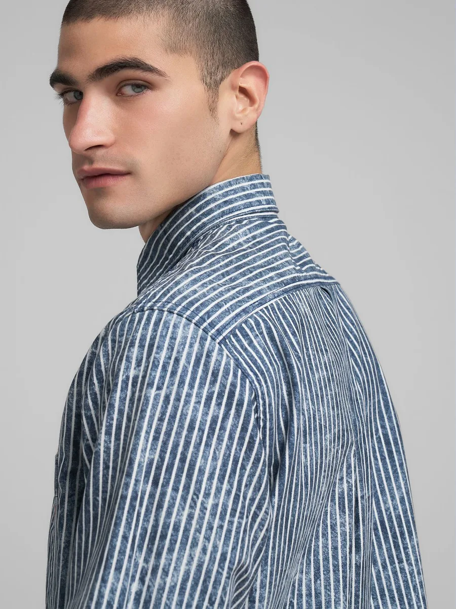 REPLAY - Camisa de algodão as riscas - Image 7