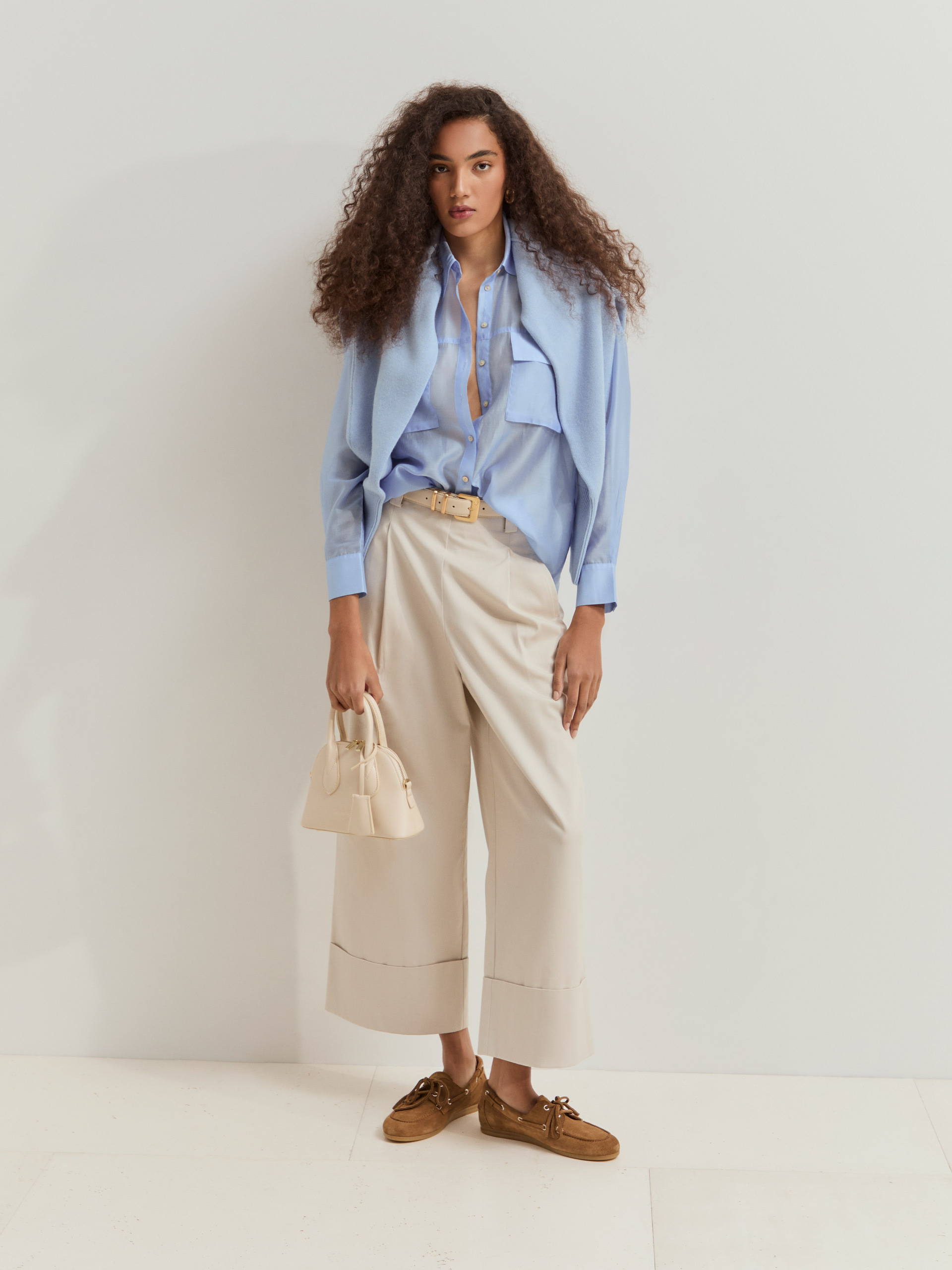 LION OF PORCHES - Calças wide leg em algodão - Image 2