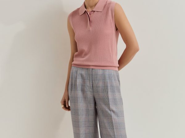 LION OF PORCHES - Polo de manga cava em malha perfurada