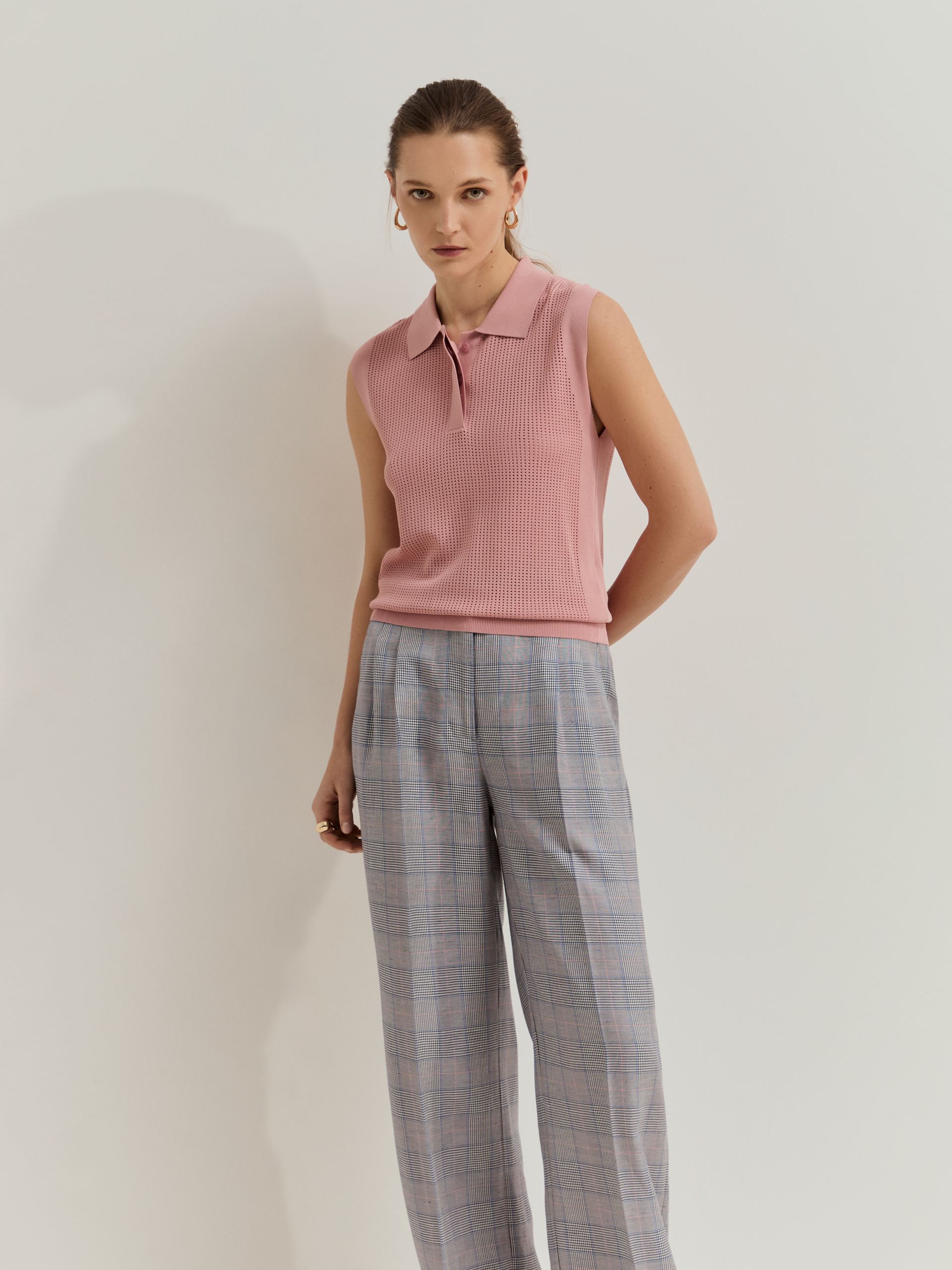 LION OF PORCHES - Polo de manga cava em malha perfurada