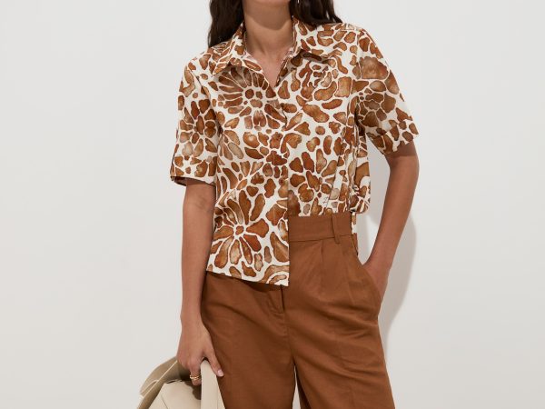 DECENIO - Camisa de manga comprida de algodão com estampado floral