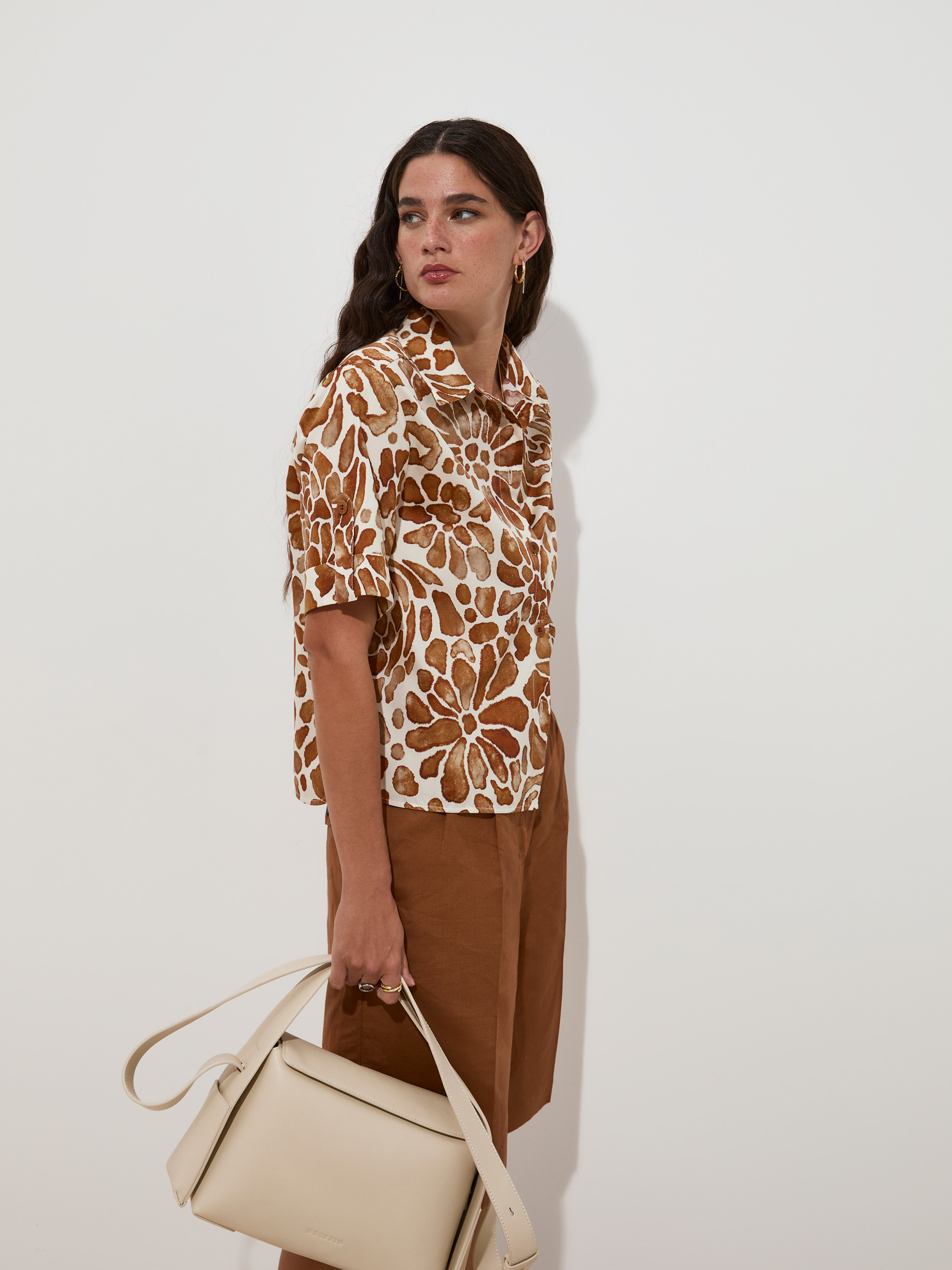 DECENIO - Camisa de manga comprida de algodão com estampado floral - Image 3