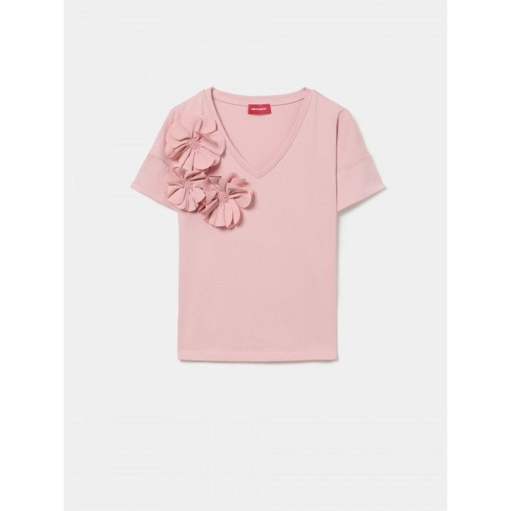 LION OF PORCHES - T-shirt com flores e detalhe de missangas - Image 8