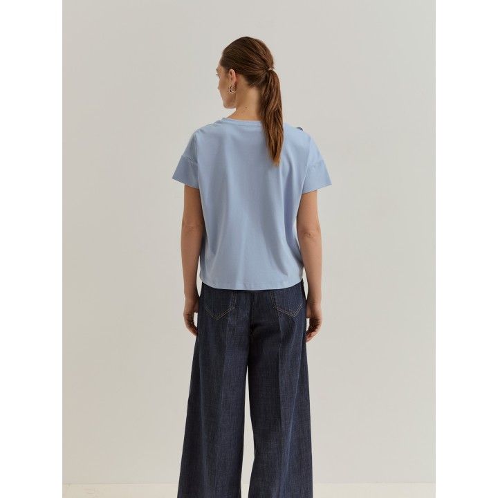 LION OF PORCHES - T-shirt com flores e detalhe de missangas - Image 4