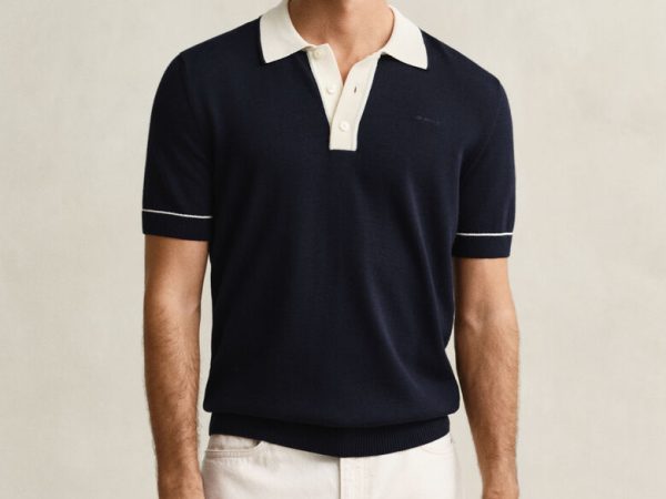 GANT - Polo de malha estilo polo em tecido modal e algodão
