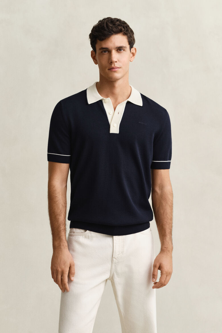 GANT - Polo de malha estilo polo em tecido modal e algodão