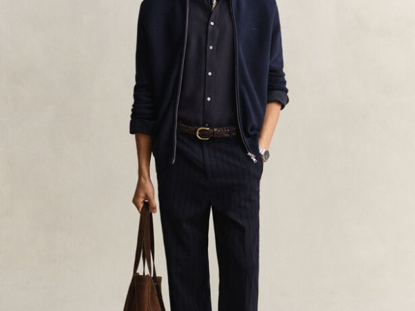 GANT - Casaco de malha com fecho em algodão texturizado