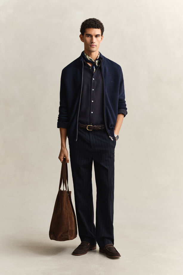 GANT - Casaco de malha com fecho em algodão texturizado