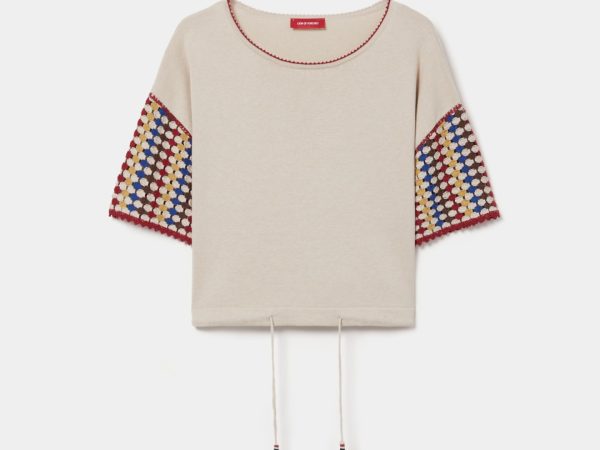 LION OF PORCHES - T-shirt com mangas tricotadas