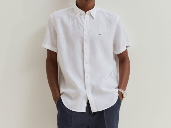 LION OF PORCHES - Camisa regular fit de manga curta em linho