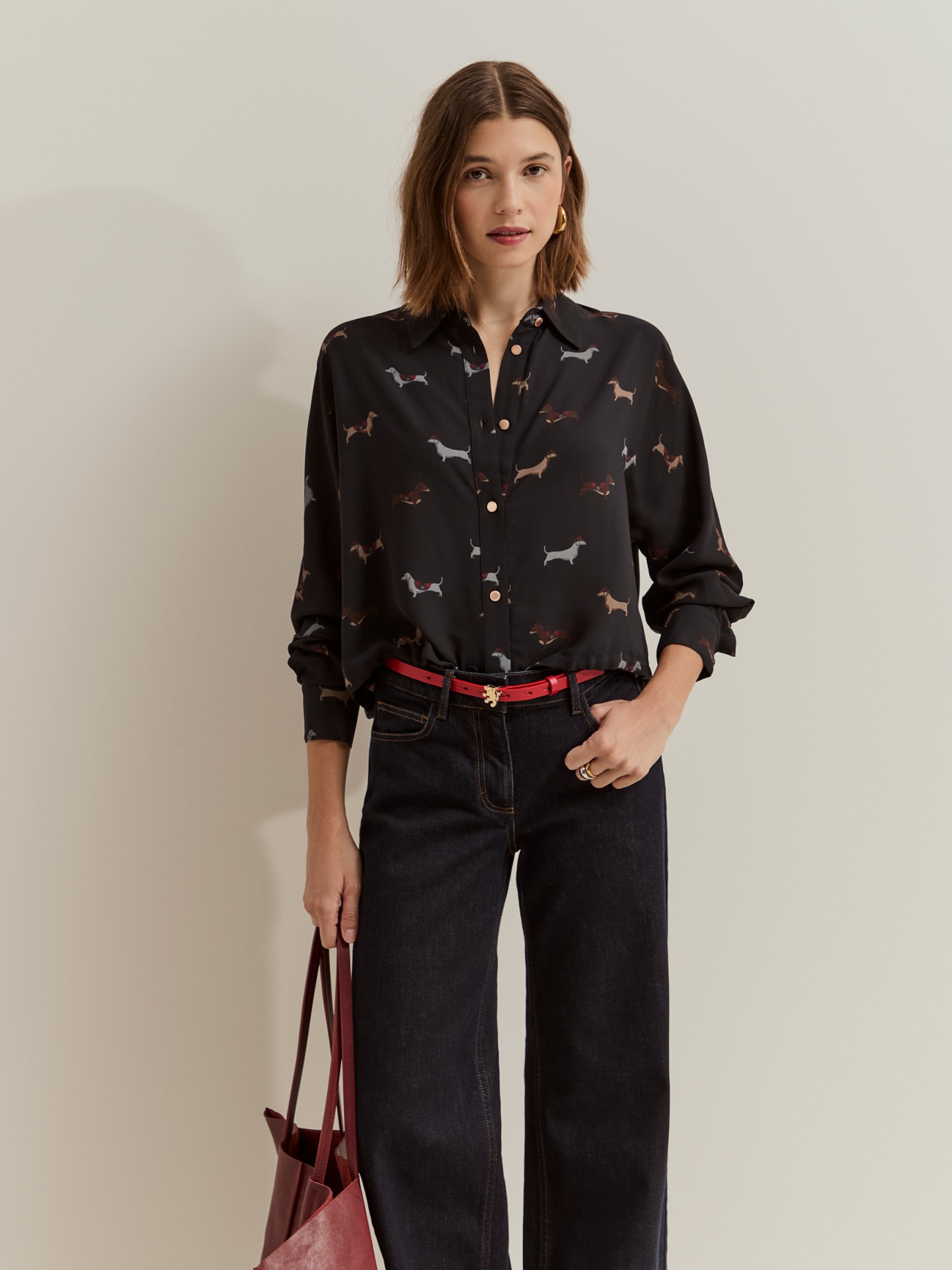 LION OF PORCHES - Camisa curta com estampado Teckel